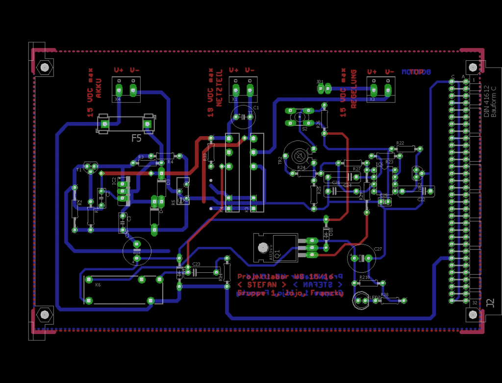 Die fertige Platine in Eagle